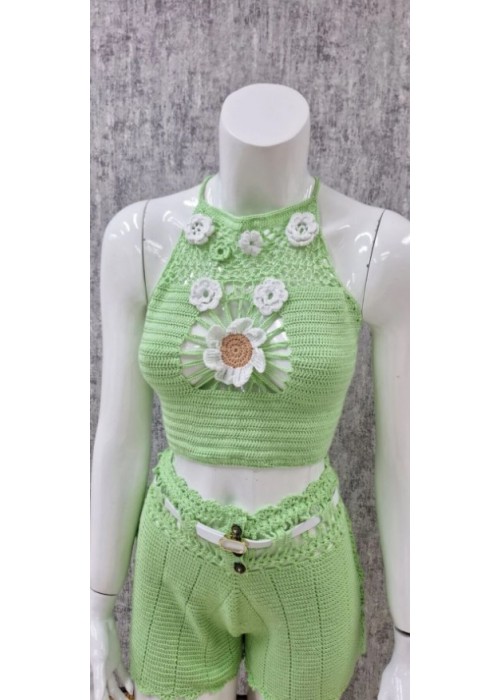 Kadın el örgüsü askılı büstiyer