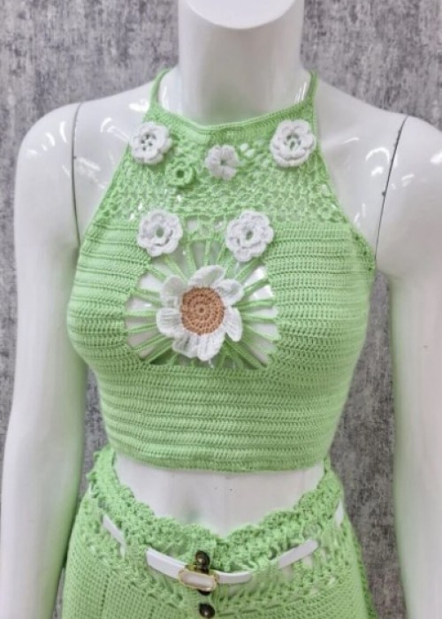 Kadın el örgüsü askılı büstiyer