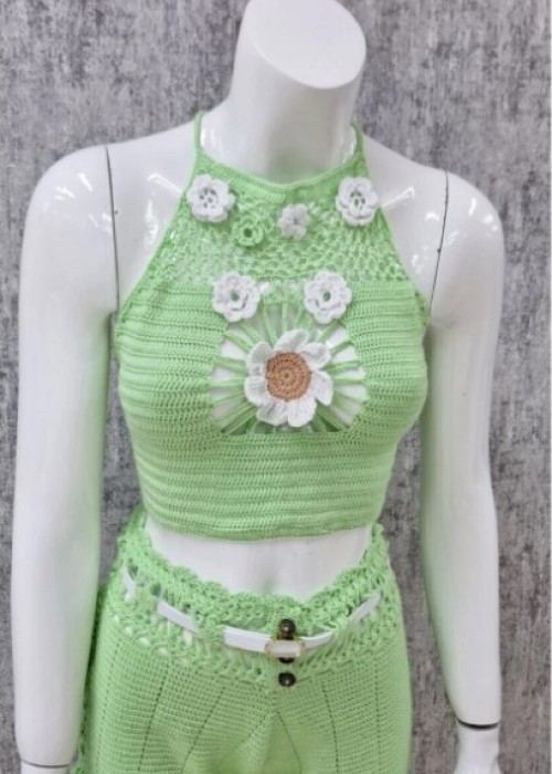 Kadın el örgüsü askılı büstiyer