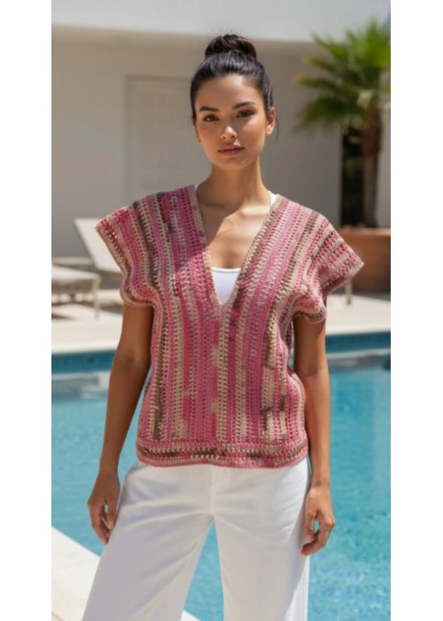 Pamuk İp Ebruli Yazlık Bluz