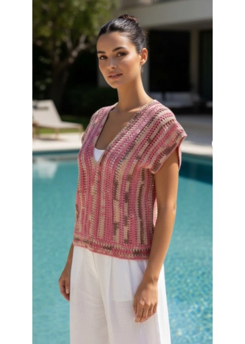 Pamuk İp Ebruli Yazlık Bluz