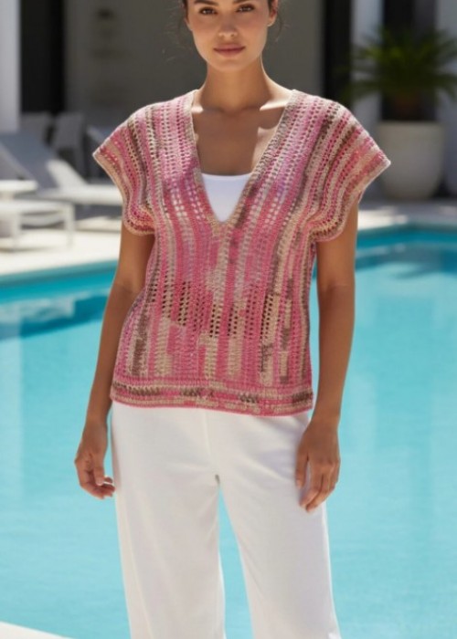 Pamuk İp Ebruli Yazlık Bluz