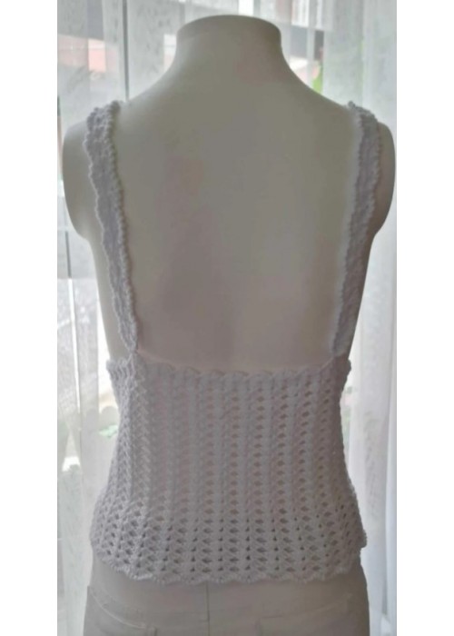 Yazlık Beyaz Renk Örgü ,Askılı Crop Bluz