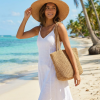 KADIN EL ÖRGÜSÜ YAZLIK KAĞIT İP DOĞAL RENK PLAJ ÇANTASI VE ŞAPKASI