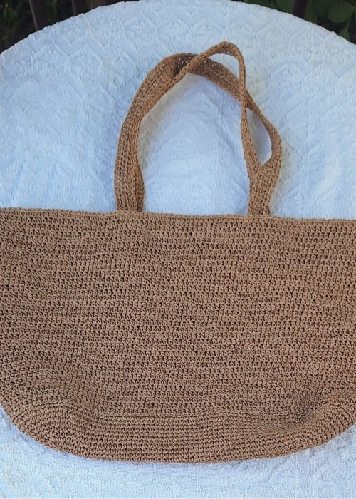 KADIN EL ÖRGÜSÜ YAZLIK KAĞIT İP DOĞAL RENK PLAJ ÇANTASI VE ŞAPKASI