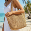 KADIN EL ÖRGÜSÜ YAZLIK KAĞIT İP DOĞAL RENK PLAJ ÇANTASI VE ŞAPKASI