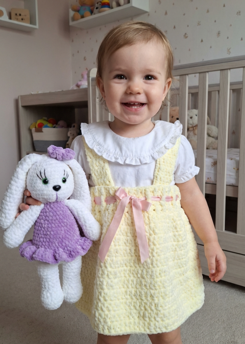Kadife İp Örgü Amigurumi  Lila rengi  Tavşan Bebek Oyuncak