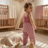 KIZ ÇOCUK PEMBE RENK MÜSLİN BEZİ ÖRGÜ TULUM