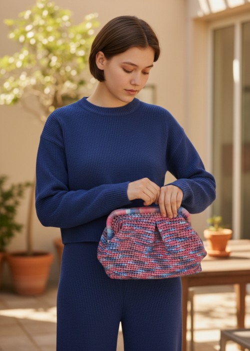 Kadın Ebruli Renk Yumuşak Doğal Rafya Gizli Burslu,Hand Made,El Örgüsü, Yazlık El Çantası,Portföy