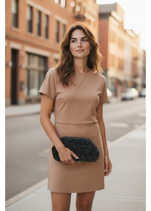 Kadın Siyah Simli Hand Made, El Örgüsü Gizli Burslu Yazlık Clutch Çanta,El Çantası, Portföy