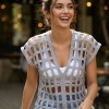 KADIN VİZON RENK FİLE MODELLİ EL ÖRGÜSÜ YAZLIK BLUZ