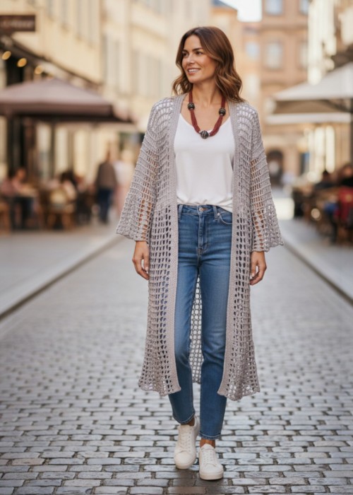 KADIN BEJ UZUN HIRKA EL ÖRGÜSÜ HAND MADE