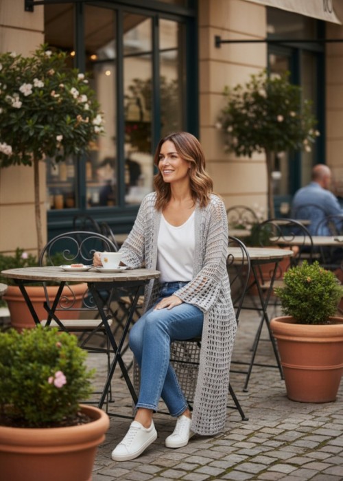 KADIN BEJ UZUN HIRKA EL ÖRGÜSÜ HAND MADE