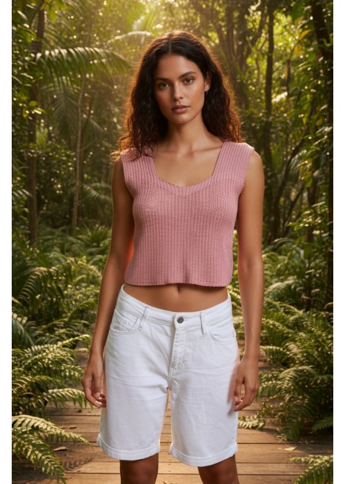 Kadın Turuncu Renk Dantel İp Yazlık Örgü Bluz