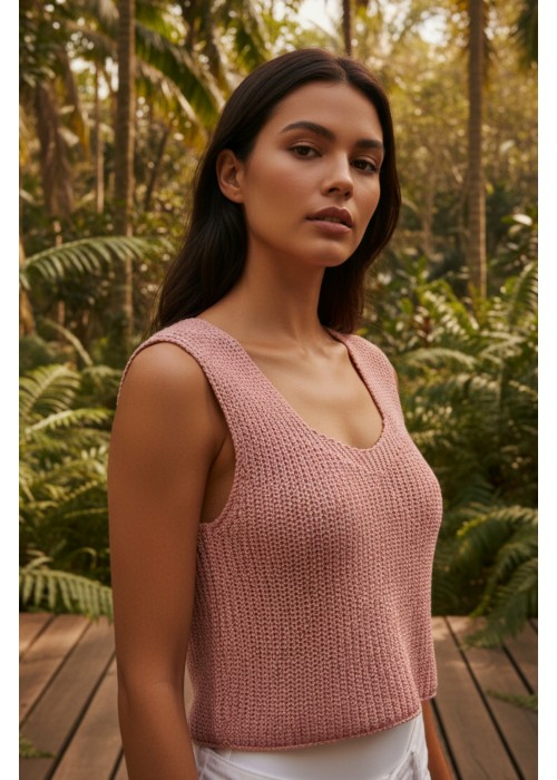 Kadın Turuncu Renk Dantel İp Yazlık Örgü Bluz