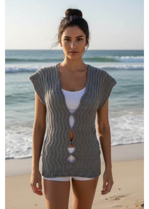 Pamuk İp Gri Renk Yazlık Bluz