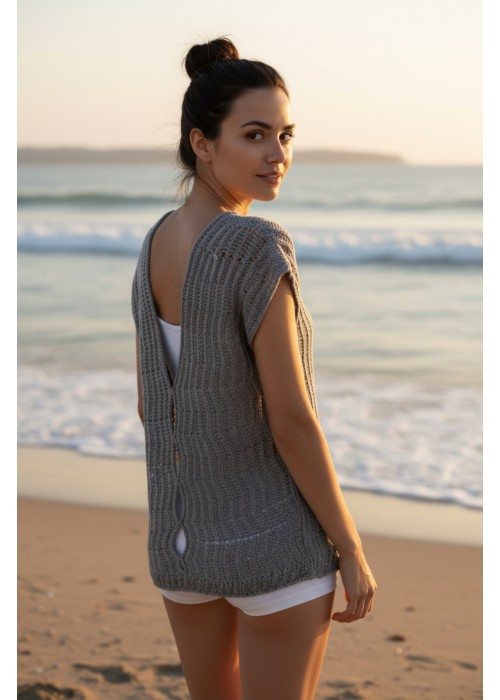 Pamuk İp Gri Renk Yazlık Bluz