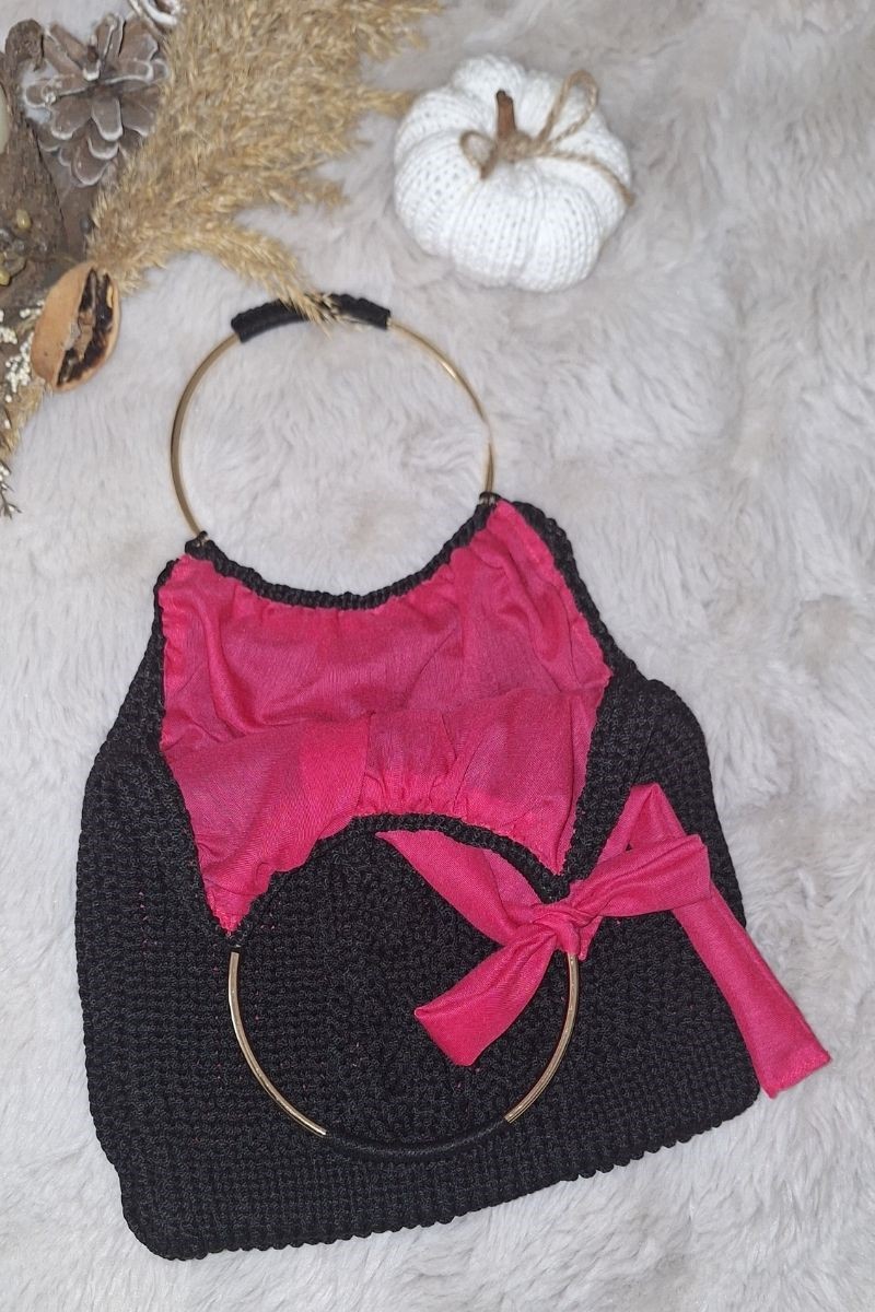KADIN, SİYAH RENK,PEMBE ASTARLI,METAL SAPLI, EL ÖRGÜSÜ, HAND MADE EL ÇANTASI KADIN, SİYAH RENK,PEMBE ASTARLI,METAL SAPLI, EL ÖRGÜSÜ, HAND MADE EL ÇANTASI