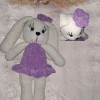 Kadife İp Örgü Amigurumi  Lila rengi  Tavşan Bebek Oyuncak
