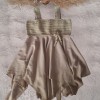 KIZ ÇOCUK KREM RENGİ ASİMETRİK KESİM EL ÖRGÜSÜ YAZLIK ELBİSE