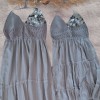 ANNE KIZ KOMBİN GRİ PUL DETAYLI EL ÖRGÜSÜ YAZLIK ELBİSE