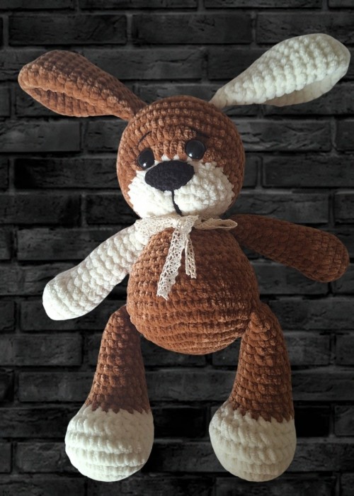Kadife İp Örgü Amigurumi kahve krem  rengi köpek Bebek Oyuncak