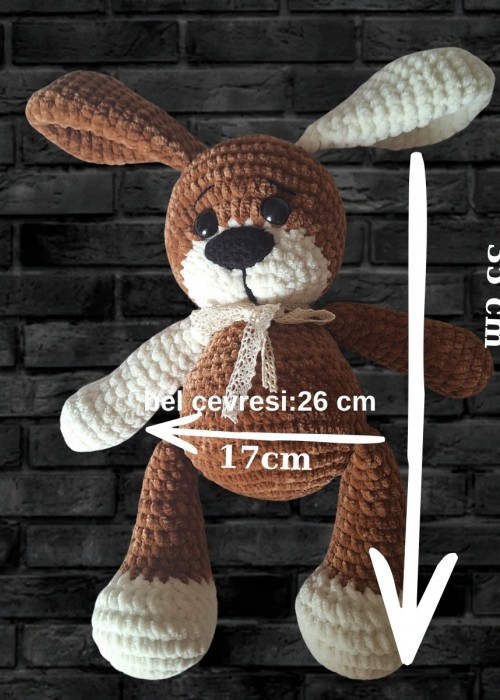 Kadife İp Örgü Amigurumi kahve krem  rengi köpek Bebek Oyuncak
