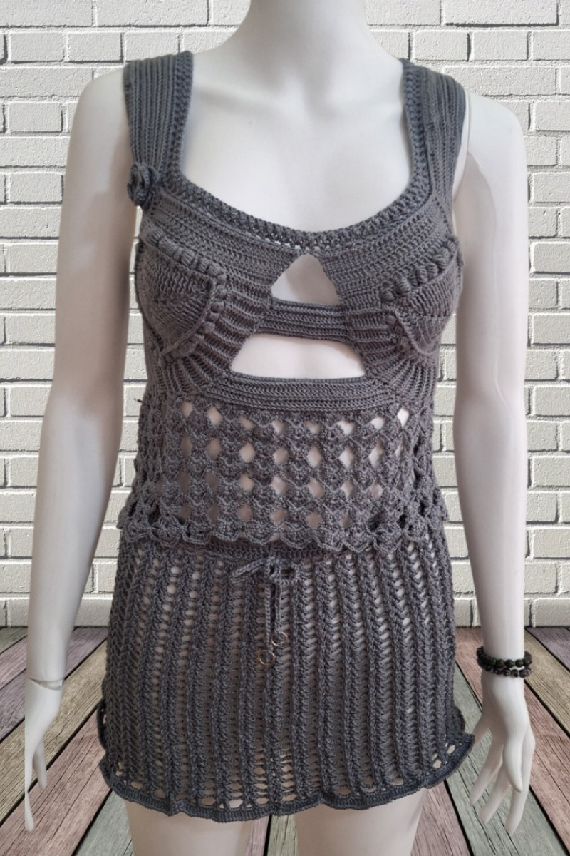 KADIN GRİ RENK PAMUKLU İPTEN HAND MADE EL ÖRGÜSÜ YAZLIK KALIN ASKILI SIRTI BAĞCIKLI BLUZ, BELİ BAĞCIKLI ETEKLİ TAKIM KADIN GRİ RENK PAMUKLU İPTEN HAND MADE EL ÖRGÜSÜ YAZLIK KALIN ASKILI SIRTI BAĞCIKLI BLUZ, BELİ BAĞCIKLI ETEKLİ TAKIM
