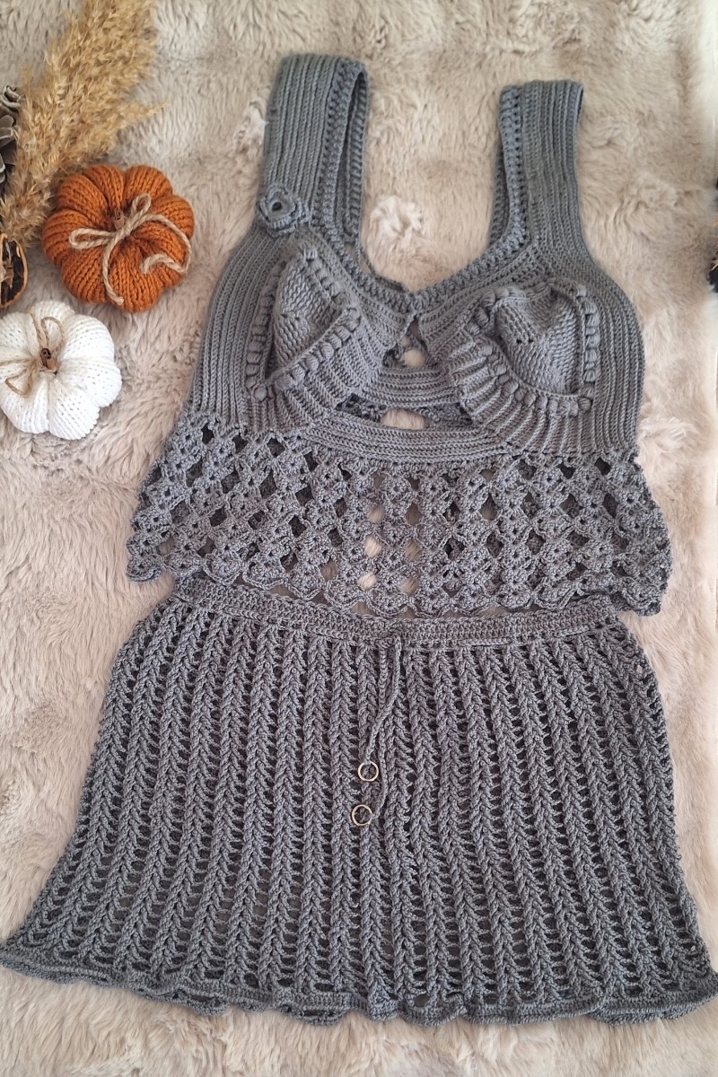 KADIN GRİ RENK PAMUKLU İPTEN HAND MADE EL ÖRGÜSÜ YAZLIK KALIN ASKILI SIRTI BAĞCIKLI BLUZ, BELİ BAĞCIKLI ETEKLİ TAKIM KADIN GRİ RENK PAMUKLU İPTEN HAND MADE EL ÖRGÜSÜ YAZLIK KALIN ASKILI SIRTI BAĞCIKLI BLUZ, BELİ BAĞCIKLI ETEKLİ TAKIM