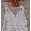 Yazlık Beyaz Renk Örgü ,Askılı Crop Bluz Yazlık Beyaz Renk Örgü ,Askılı Crop Bluz