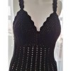 Yazlik Si̇Yah Renk Örgü ,Askili Crop Bluz Yazlik Si̇Yah Renk Örgü ,Askili Crop Bluz