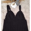 Yazlik Si̇Yah Renk Örgü ,Askili Crop Bluz Yazlik Si̇Yah Renk Örgü ,Askili Crop Bluz
