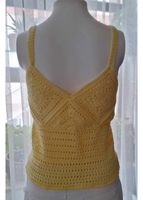 Yazlık Sarı Renk Örgü ,Askılı Crop Bluz Yazlık Sarı Renk Örgü ,Askılı Crop Bluz