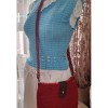 Kadın Kırmızı Astarlı Polyester Makrome İpi, Örgü Çanta Kadın Kırmızı Astarlı Polyester Makrome İpi, Örgü Çanta