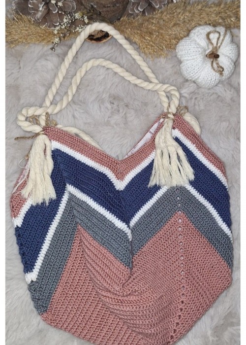 Kadın Zigzag Desenli, Pembe,Beyaz,Mavi Kombin Torba Çanta Kadın Zigzag Desenli, Pembe,Beyaz,Mavi Kombin Torba Çanta