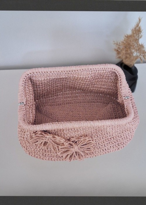 Kadın Pembe Kağıt İp Detaylı Hand Made, El Örgüsü Gizli Burslu Çanta,El Çantası, Portföy Kadın Pembe Kağıt İp Detaylı Hand Made, El Örgüsü Gizli Burslu Çanta,El Çantası, Portföy