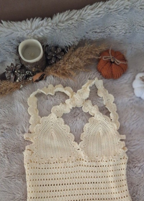 Kadın Sarı Pamuklu Coton İpten Hand Made El Örgüsü Yazlık Sırtı Çapraz Askılı Bluz Kadın Sarı Pamuklu Coton İpten Hand Made El Örgüsü Yazlık Sırtı Çapraz Askılı Bluz