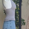 Kadın Gri Renk Pamuklu Coton İpten Hand Made El Örgüsü Yazlık Askılı Bluz Kadın Gri Renk Pamuklu Coton İpten Hand Made El Örgüsü Yazlık Askılı Bluz