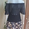 Kadın Siyah Pamuklu İp Pul Detaylı Hand Made El Örgüsü Düşük Omuz Düşük Kol Yazlık Bluz Kadın Siyah Pamuklu İp Pul Detaylı Hand Made El Örgüsü Düşük Omuz Düşük Kol Yazlık Bluz