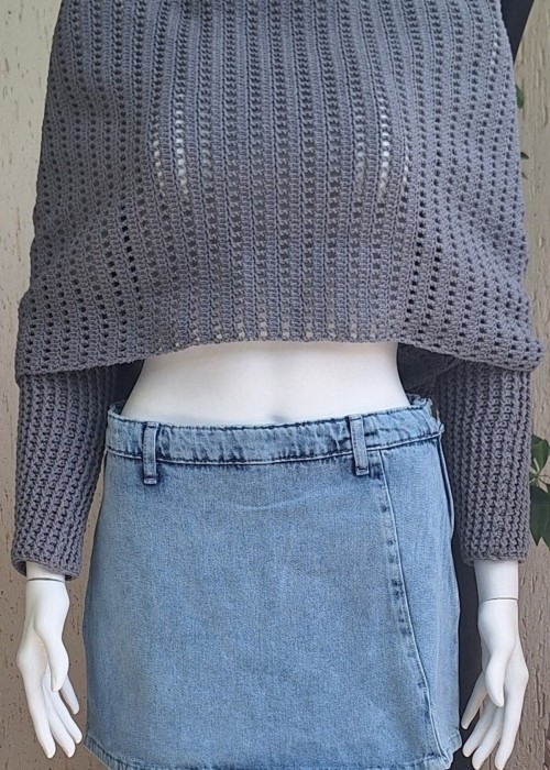 Kadin Gri̇ Renk Pamuklu Koton İPten Hand Made El Örgüsü Uzun Kollu Şal Hirka Kadin Gri̇ Renk Pamuklu Koton İPten Hand Made El Örgüsü Uzun Kollu Şal Hirka
