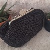Kadın Siyah Metal Çanta Kulplu Metalik Rafya İpten Yazlık El Çantası,Hand Made El Örgüsü Kadın Siyah Metal Çanta Kulplu Metalik Rafya İpten Yazlık El Çantası,Hand Made El Örgüsü