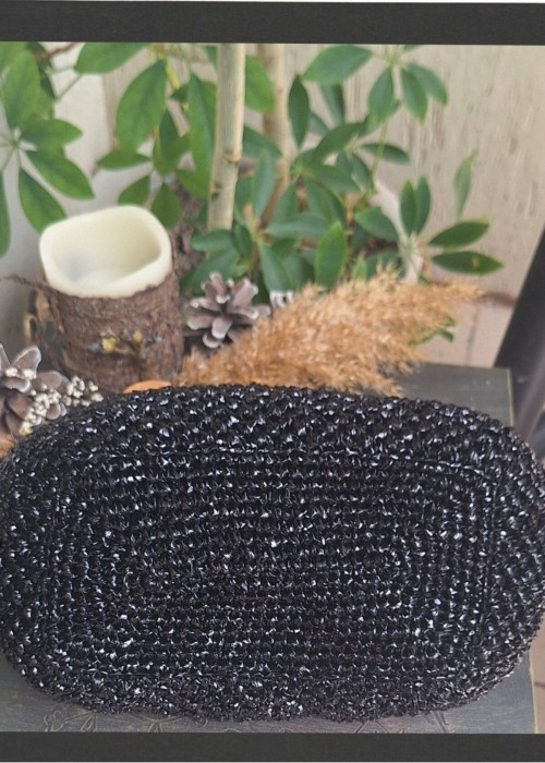 Kadın Siyah Metal Çanta Kulplu Metalik Rafya İpten Yazlık El Çantası,Hand Made El Örgüsü Kadın Siyah Metal Çanta Kulplu Metalik Rafya İpten Yazlık El Çantası,Hand Made El Örgüsü