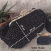 Kadın Siyah Metal Çanta Kulplu Metalik Rafya İpten Yazlık El Çantası,Hand Made El Örgüsü Kadın Siyah Metal Çanta Kulplu Metalik Rafya İpten Yazlık El Çantası,Hand Made El Örgüsü
