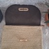 Kadın Kahverengi Güderi Kapaklı Bej Doğal Simli İp El Örgüsü, Hand Made Clunch Çanta, El Çantası Kadın Kahverengi Güderi Kapaklı Bej Doğal Simli İp El Örgüsü, Hand Made Clunch Çanta, El Çantası