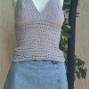 Kadın Gri Renk Pamuklu Coton İpten Hand Made El Örgüsü Yazlık Askılı Bluz Kadın Gri Renk Pamuklu Coton İpten Hand Made El Örgüsü Yazlık Askılı Bluz