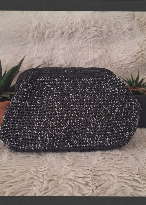 Kadın Siyahkağıt İp Ve Simli İp, Hand Made, El Örgüsü Gizli Burslu Yazlık ,El Çantası, Portföy Kadın Siyahkağıt İp Ve Simli İp, Hand Made, El Örgüsü Gizli Burslu Yazlık ,El Çantası, Portföy