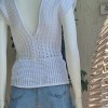 Kadın Beyaz Renk Hand Made El Örgüsü Pamuklu Coton İpten V Yaka Yazlık Düşük Omuz Düşük Kol Bluz Kadın Beyaz Renk Hand Made El Örgüsü Pamuklu Coton İpten V Yaka Yazlık Düşük Omuz Düşük Kol Bluz