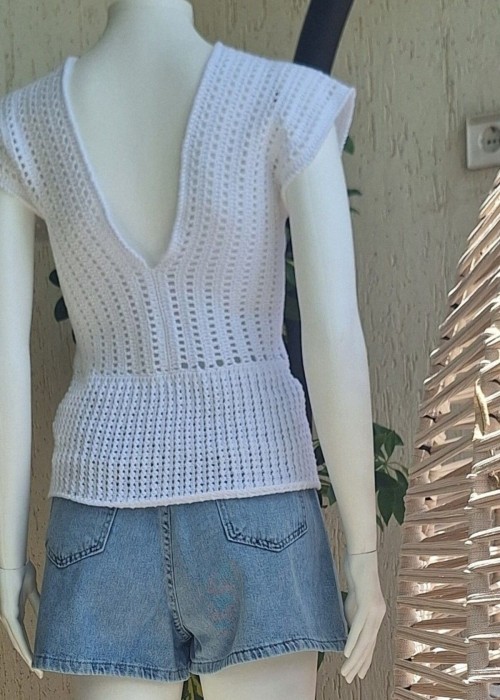 Kadın Beyaz Renk Hand Made El Örgüsü Pamuklu Coton İpten V Yaka Yazlık Düşük Omuz Düşük Kol Bluz Kadın Beyaz Renk Hand Made El Örgüsü Pamuklu Coton İpten V Yaka Yazlık Düşük Omuz Düşük Kol Bluz