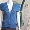 Kadın Mavi Renk Pamuklu İpten V Yaka Düşük Omuz Düşük Kol Hand Made El Örgüsü Yazlık Bluz Kadın Mavi Renk Pamuklu İpten V Yaka Düşük Omuz Düşük Kol Hand Made El Örgüsü Yazlık Bluz
