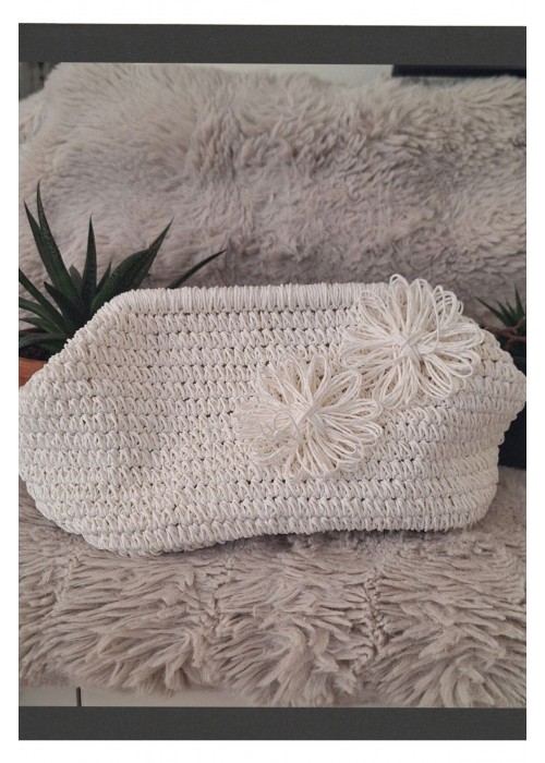 Kadın Beyaz Kağıt İp Gizli Burslu Hand Made, El Örgüsü, Kağıt İpten Yazlık El Çantası, Portföy